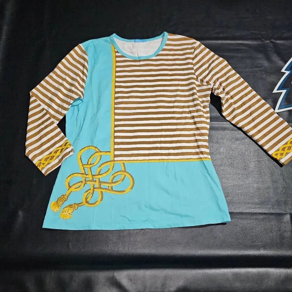 J McLaughlin‎ Womens Signature Tshirt Blue Nautical Medium